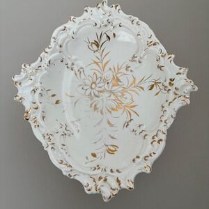 VTG Ornate White Gold Floral Footed Serving Dish Candy Bowl Jewelry Made  Italy